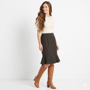 Kasper Women's Size 8 Black Flared Hem Midi Skirt Career Office Wear